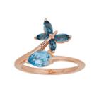 David Tutera 14k Rose Gold Over Silver Simulated Blue Topaz Butterfly Ring, Women's, Size: 7