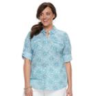 Plus Size Croft & Barrow&reg; Roll-tab Woven Shirt, Women's, Size: 2xl, Dark Blue