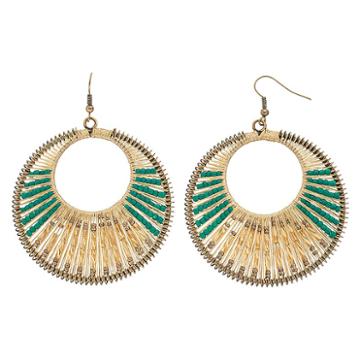 Gs By Gemma Simone Seed Bead Drop Hoop Earrings, Women's, Green