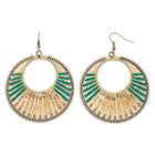 Gs By Gemma Simone Seed Bead Drop Hoop Earrings, Women's, Green