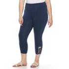 Plus Size French Laundry Cutout Keyhole Capri Leggings, Women's, Size: 3xl, Blue Other