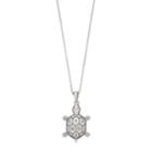 Sterling Silver 1/10 Carat T.w. Diamond Turtle Pendant, Women's, Size: 18, White