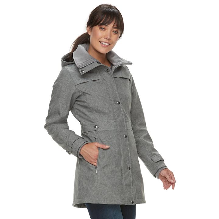 Women's Weathercast Hooded Soft Shell Anorak Jacket, Size: Large, Light Grey