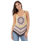 Juniors' Iz Byer Print V-hem Tank, Teens, Size: Medium, Black Yellow
