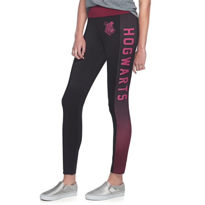 Juniors' Harry Potter Hogwarts Crest Graphic Leggings, Teens, Size: Xl, Black
