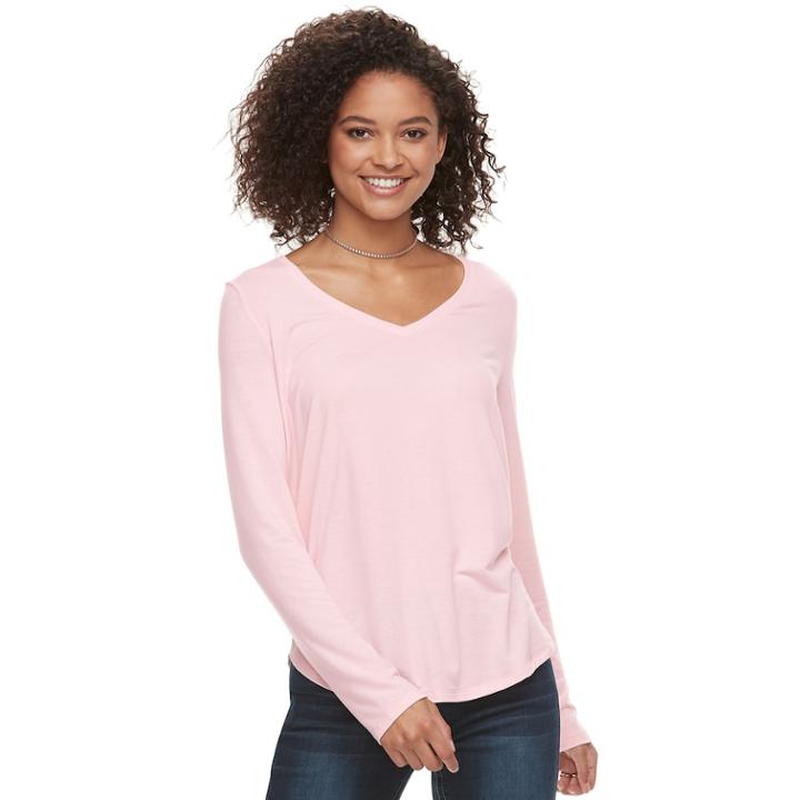 Juniors' So&reg; Perfect V-neck Tee, Teens, Size: Large, Light Pink