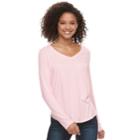 Juniors' So&reg; Perfect V-neck Tee, Teens, Size: Large, Light Pink