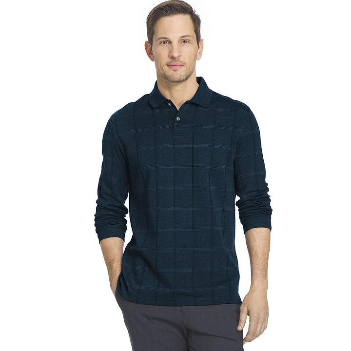 Men's Van Heusen Windowpane Classic-fit Polo, Size: Xxl, Turquoise/blue (turq/aqua)