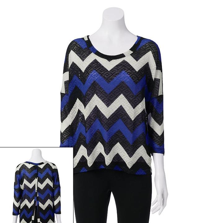 Heartsoul Chevron Button Back Top - Juniors, Girl's, Size: Small, Blue Other