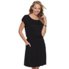 Women's Apt. 9&reg; Cinched T-shirt Dress, Size: Xl, Black