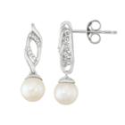 Simply Vera Vera Wang Freshwater Cultured Pearl & Diamond Accent Sterling Silver Drop Earrings, Women's, White