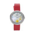Burgi Women's Leather Watch, Red