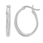 Sterling Silver Textured Double Oval Hoop Earrings, Women's