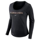Women's Nike Florida State Seminoles Slubbed Dri-fit Tee, Size: Medium, Black