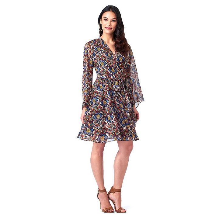 Women's Indication By Eci Print Fit & Flare Dress, Size: 4, Blue (navy)