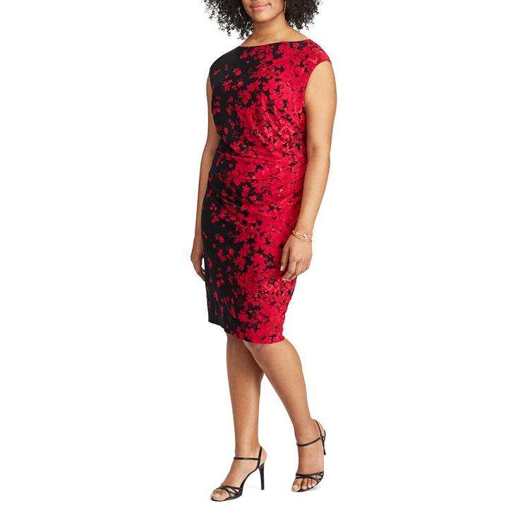Plus Size Chaps Floral Jersey Sheath Dress, Women's, Size: 22 W, Black