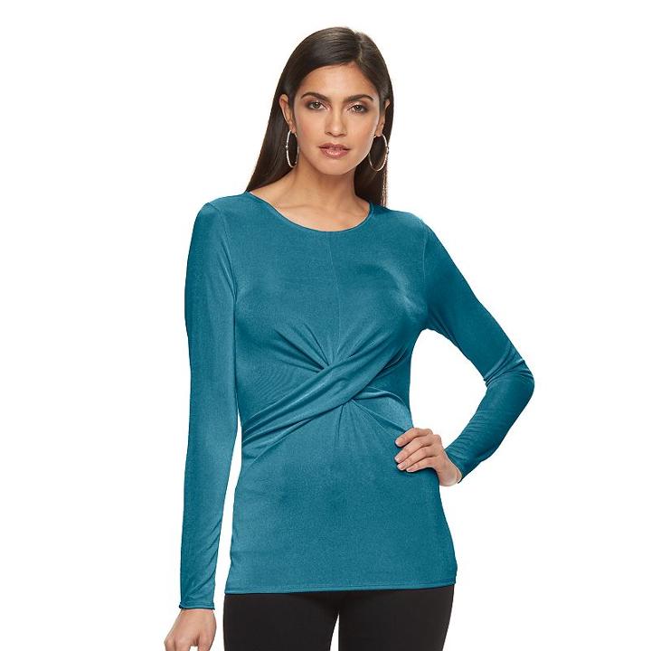 Women's Jennifer Lopez Twist Front Top, Size: Xxl, Turquoise/blue (turq/aqua)