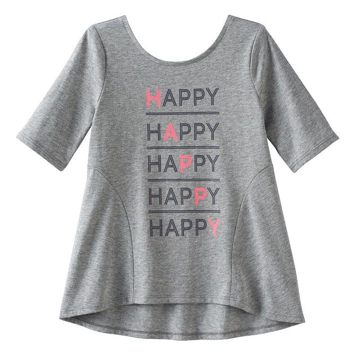 Girls 4-10 Jumping Beans&reg; Pieced High-low Graphic Tunic, Size: 6, Grey Other
