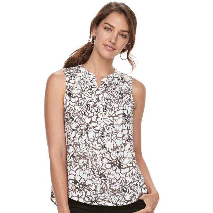 Women's Apt. 9&reg; Sleeveless Henley Top, Size: Xl, Grey