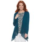Women's Elle&trade; Mixed-media Flyaway Cardigan, Size: Xxl, Dark Blue