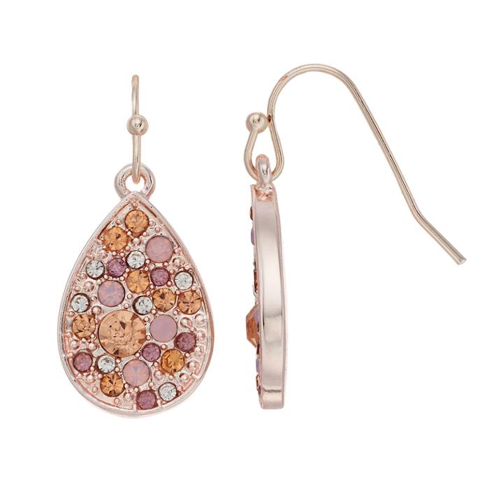 Lc Lauren Conrad Nickel Free Pave Teardrop Earrings, Women's, Pink