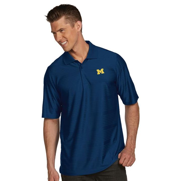 Men's Antigua Michigan Wolverines Illusion Desert Dry Extra-lite Performance Polo, Size: Small, Blue (navy)