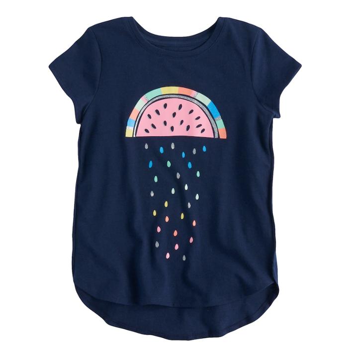 Girls 4-10 Jumping Beans&reg; Tulip Hem Printed Tee, Size: 4, Blue (navy)