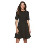 Women's Sharagano Ponte Fit & Flare Dress, Size: 16, Black
