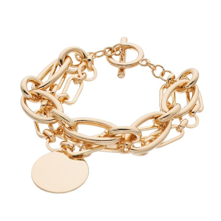 Disc Double Strand Toggle Bracelet, Women's, Gold