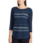 Women's Chaps Striped Sweater, Size: Medium, Blue