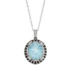 Sterling Silver Sky Blue Topaz & Diamond Accent Oval Pendant Necklace, Women's