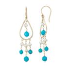 14k Gold Turquoise & Freshwater Cultured Pearl Chandelier Earrings, Women's, Blue