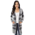 Women's Apt. 9&reg; Striped Long Cardigan, Size: Large, Navy Plaid