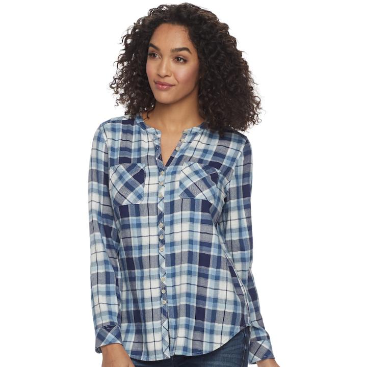 Women's Sonoma Goods For Life&trade; Pocket Blouse, Size: Large, Dark Blue