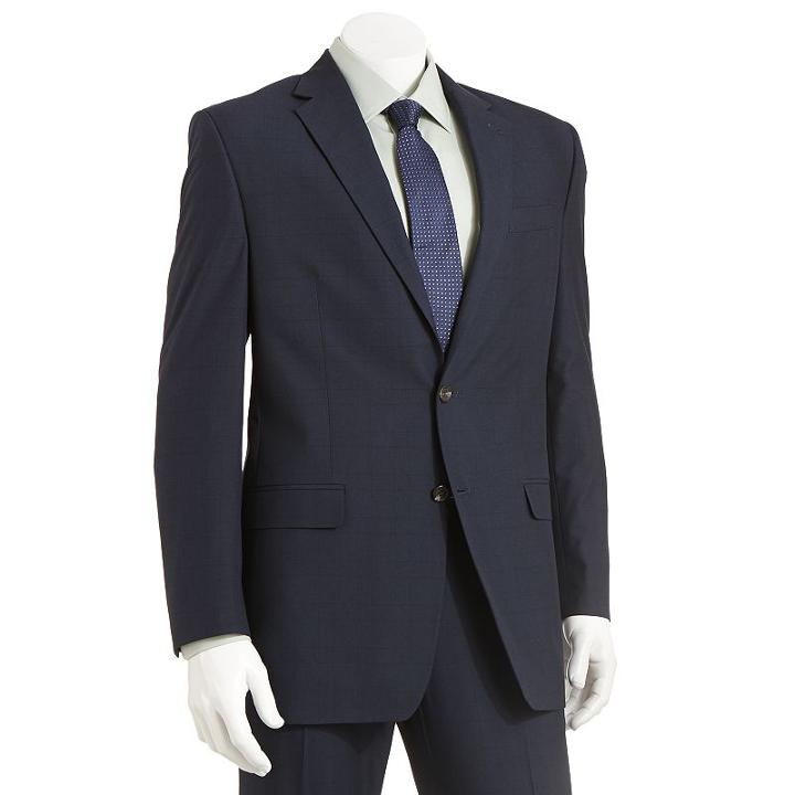 Men's Chaps Classic-fit Checked Blue Suit Jacket, Size: 44 - Regular