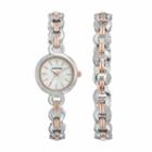Armitron Women's Crystal Two Tone Stainless Steel Watch & Bracelet Set - 75/5485mptrst, Multicolor