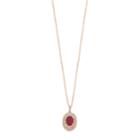 14k Rose Gold Over Silver Lab-created Ruby & White Sapphire Oval Pendant, Women's, Size: 18, Red