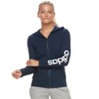 Women's Adidas Essential Linear Logo Fz Hoodie, Size: Xs, Blue (navy)