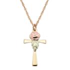 Black Hills Gold Tri Tone Rose Cross Pendant Necklace, Women's, Size: 18