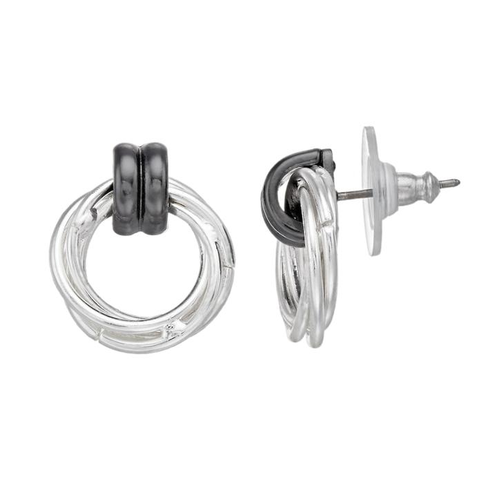Napier Two Tone Doorknocker Drop Earrings, Women's, Multicolor