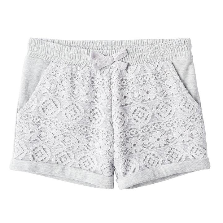 Girls 4-10 Jumping Beans&reg; Lace Front Shorts, Girl's, Size: 6, Light Grey