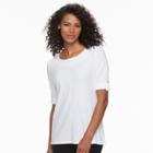 Women's Croft & Barrow&reg; Mitered Pique Top, Size: Medium, White