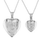 Stella Grace Sterling Silver Butterfly Heart Locket Necklace Set, Women's, Size: 17, Grey