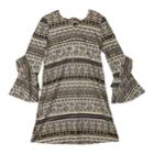 Girls 7-16 Iz Amy Byer A-line Knit Swing Dress, Size: Large, Black Linear Print