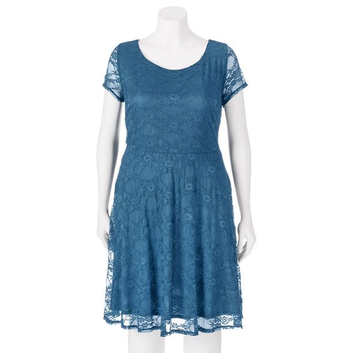 Juniors' Plus Size Wrapper Lace A-line Dress, Teens, Size: 2xl, Brt Blue
