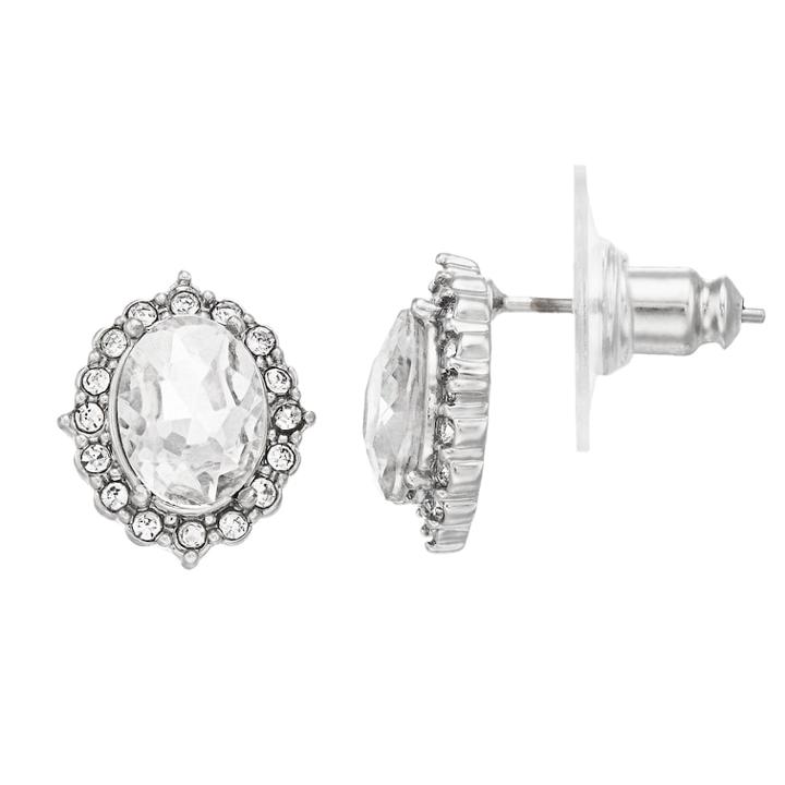 Lc Lauren Conrad Simulated Crystal Nickel Free Halo Stud Earrings, Women's, Silver