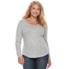 Juniors' Plus Size So&reg; Solid Henley Top, Teens, Size: 3xl, Dark Grey