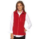 Women's Chaps Solid Fleece Vest, Size: Xl, Red