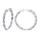 Sterling Silver Tanzanite & White Zircon Inside Out Hoop Earrings, Women's, Blue
