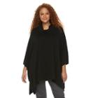 Plus Size Croft & Barrow&reg; Cowlneck Poncho Sweater, Women's, Size: 0x/1x, Black